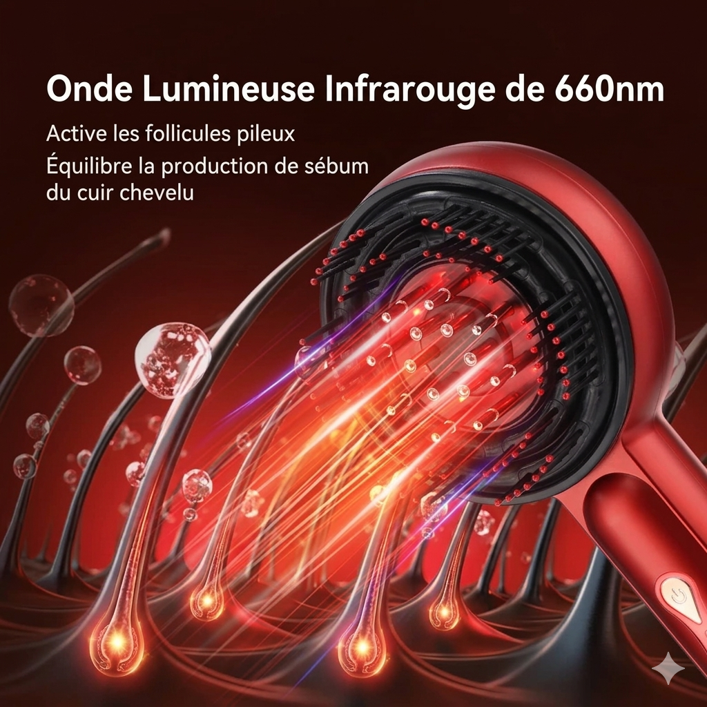 Brosse de Massage Électrique - Stimulez la Croissance des Cheveux!