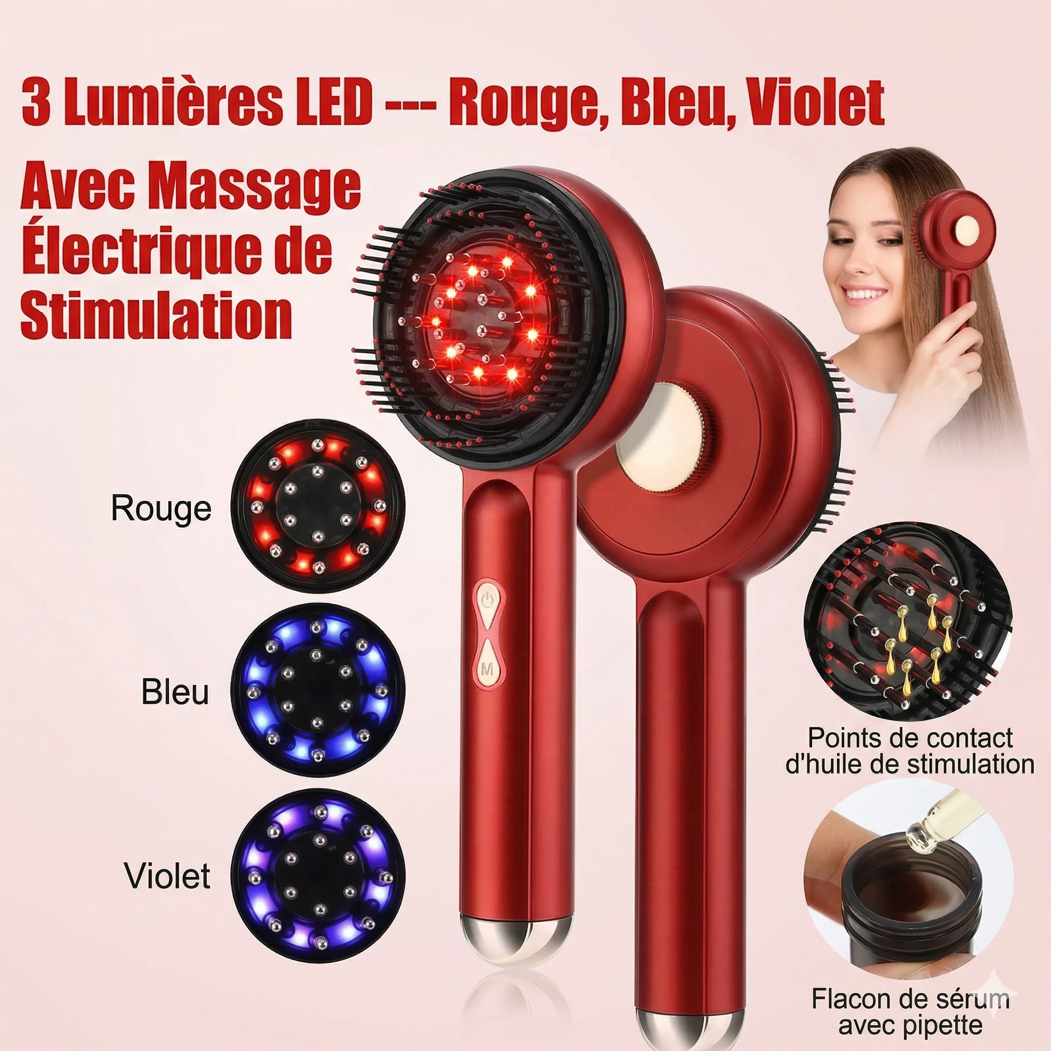 Brosse de Massage Électrique - Stimulez la Croissance des Cheveux!